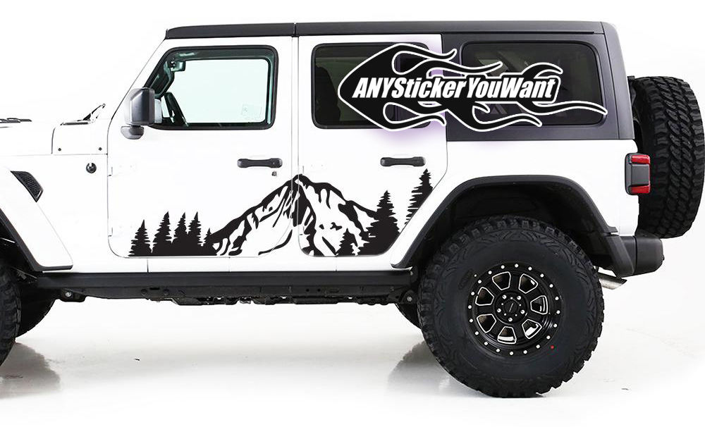 JL Wrangler Full Side Mountain Scene Decal 1