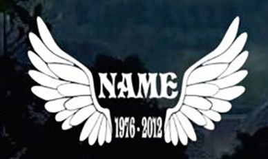 Wings in memory of with dates Decal Sticker