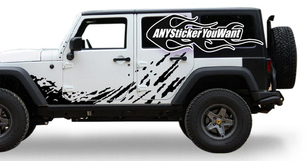 JL Wrangler Full Side Mud Splash Decal Sticker