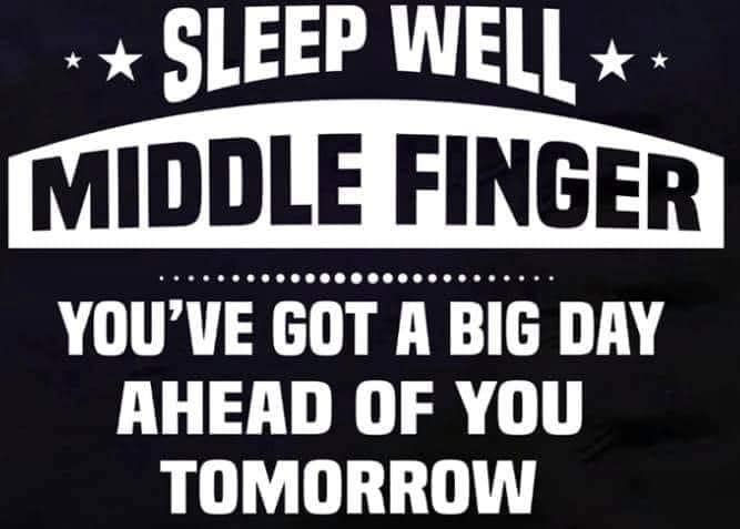 Sleep well middle finger, we have a busy day tomorrow decal sticker