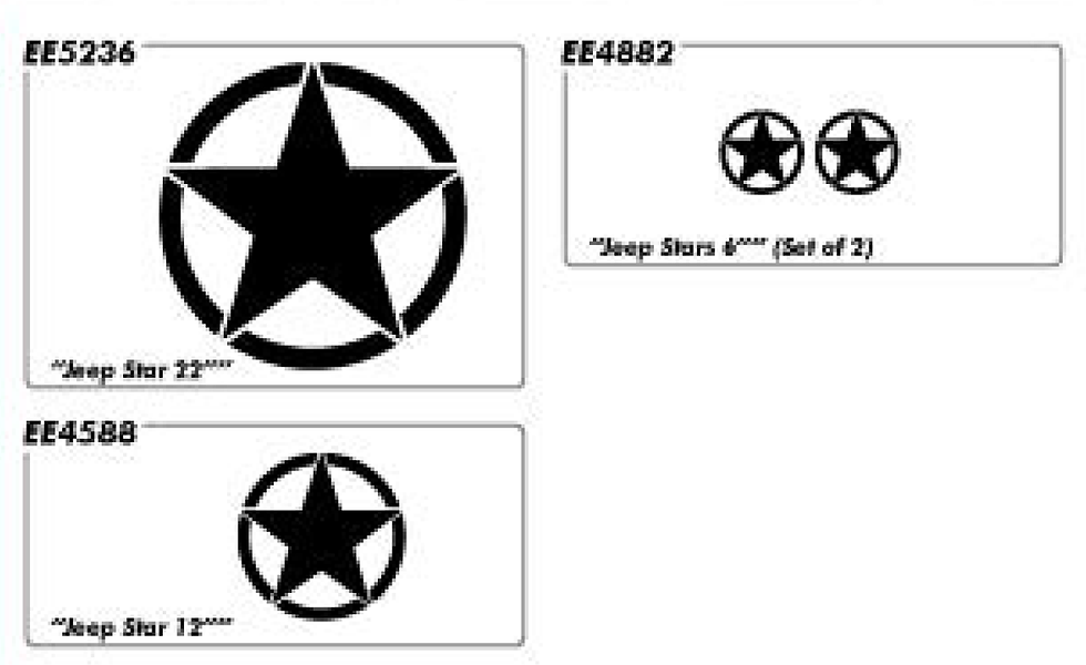 Jeep Wrangler JEEP STARS 2 Hood Side Vinyl Decal Stickers