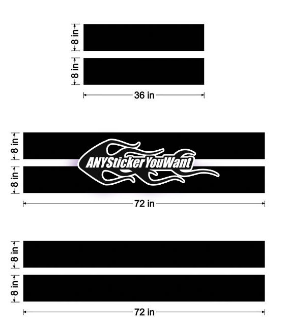Thumbnail: Universal Vinyl 8" Solid Vinyl Racing Stripes any Car or Truck