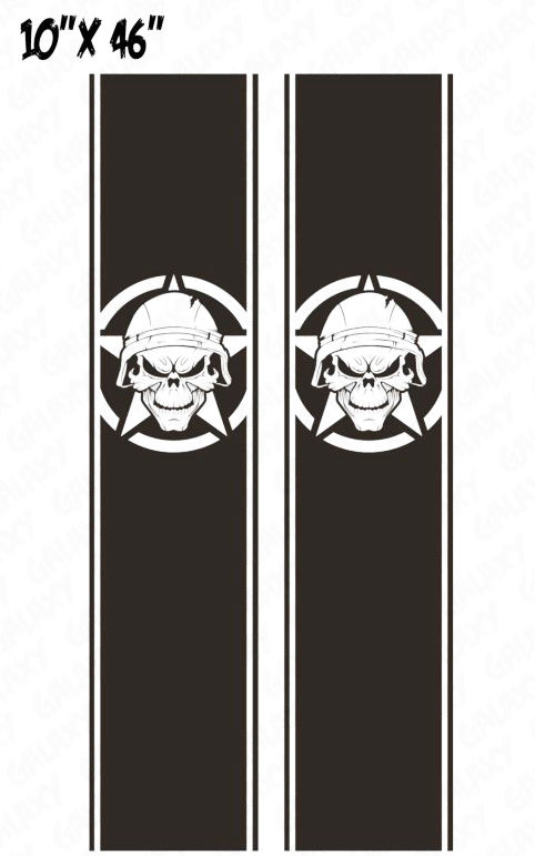 Universal Military Skull Army Star Bed Stripes Vinyl Decal Sticker 137