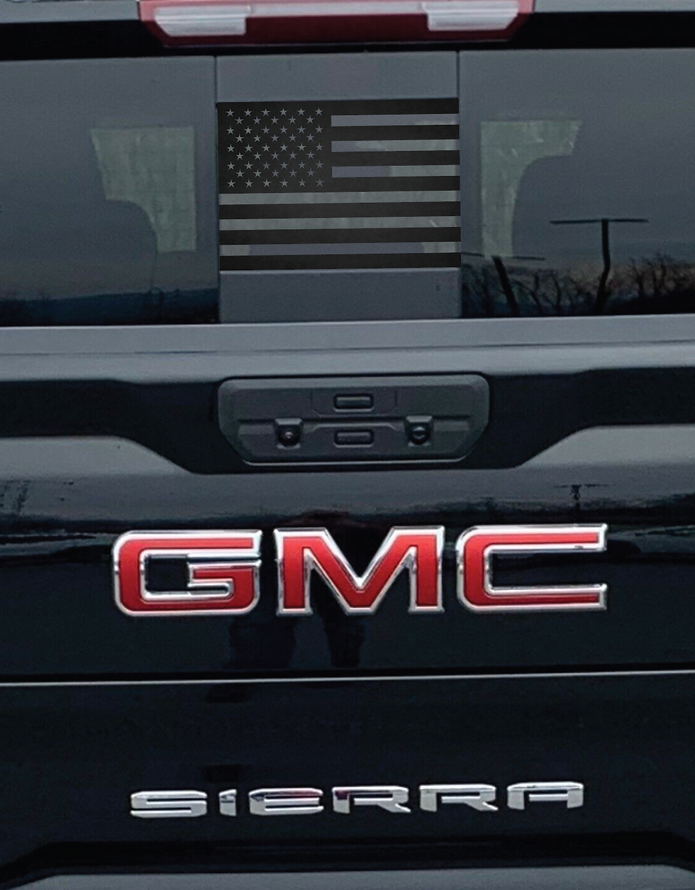 Thumbnail: USA American Flag Rear Sliding Window Vinyl Decal FITS GMC Sierra 2010-2021
