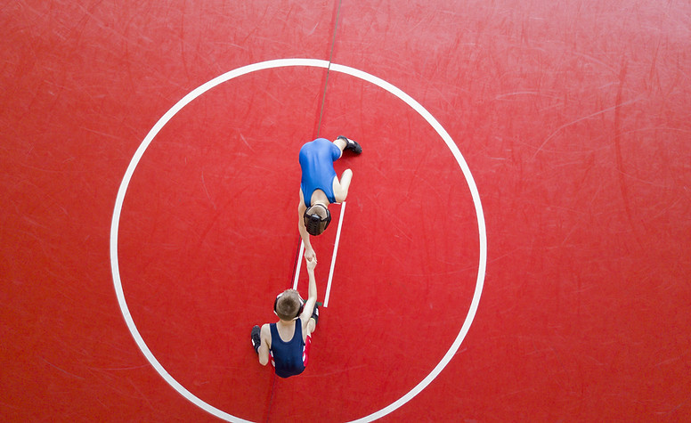 Aerial View of Wrestling Match
