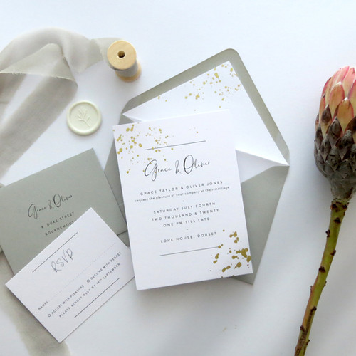 Gold Splash Invitations Gold Ink Splash Wedding Invitation