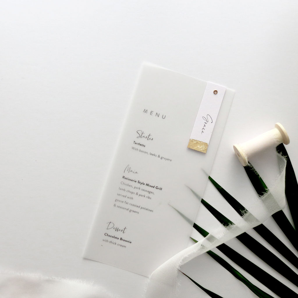 Gilded Edge Vellum Menus & Place Names