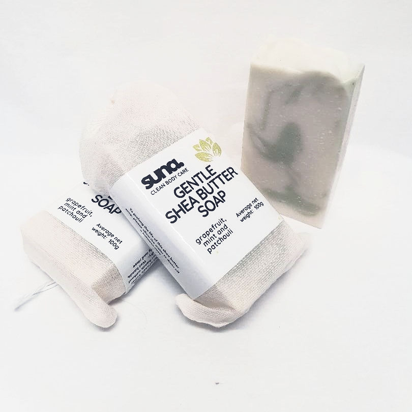 Gentle Shea Soap: grapefruit, peppermint and patchouli