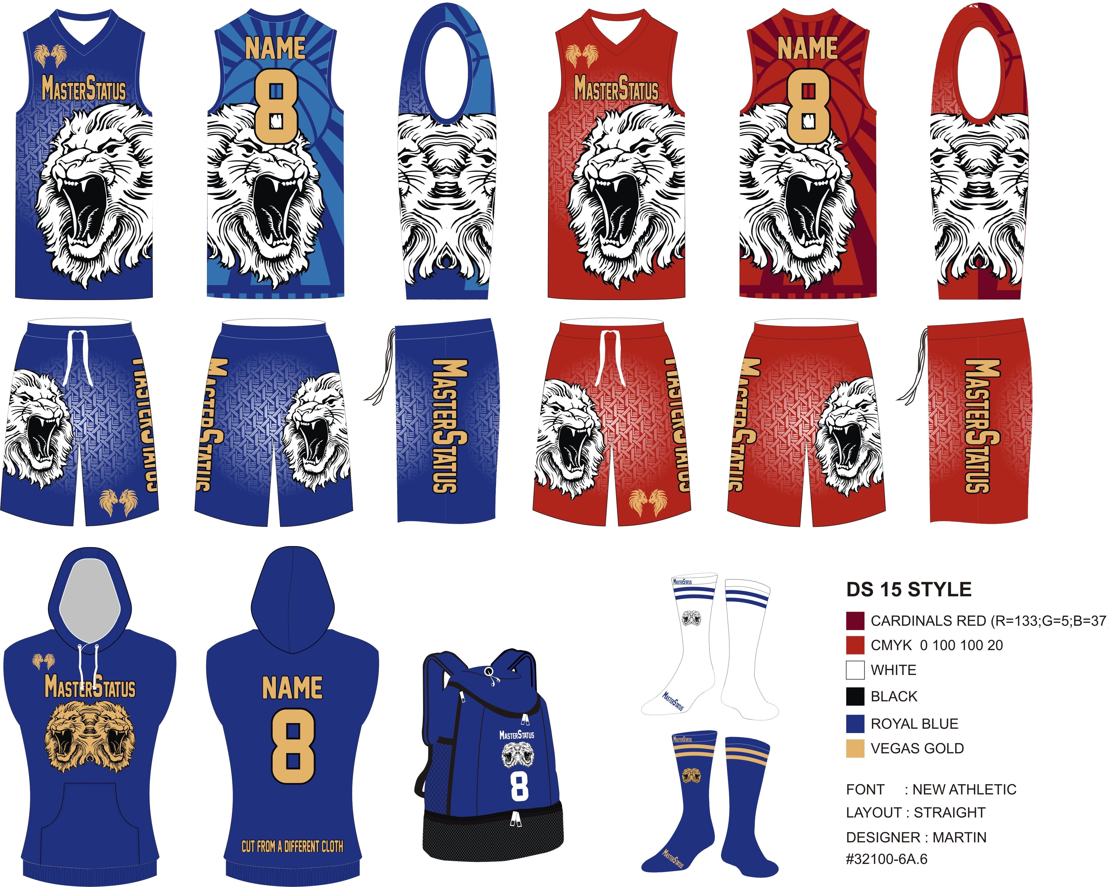 #32100-6A.6 (0) Full Blue and Red Uniform package with Blue Hoodie