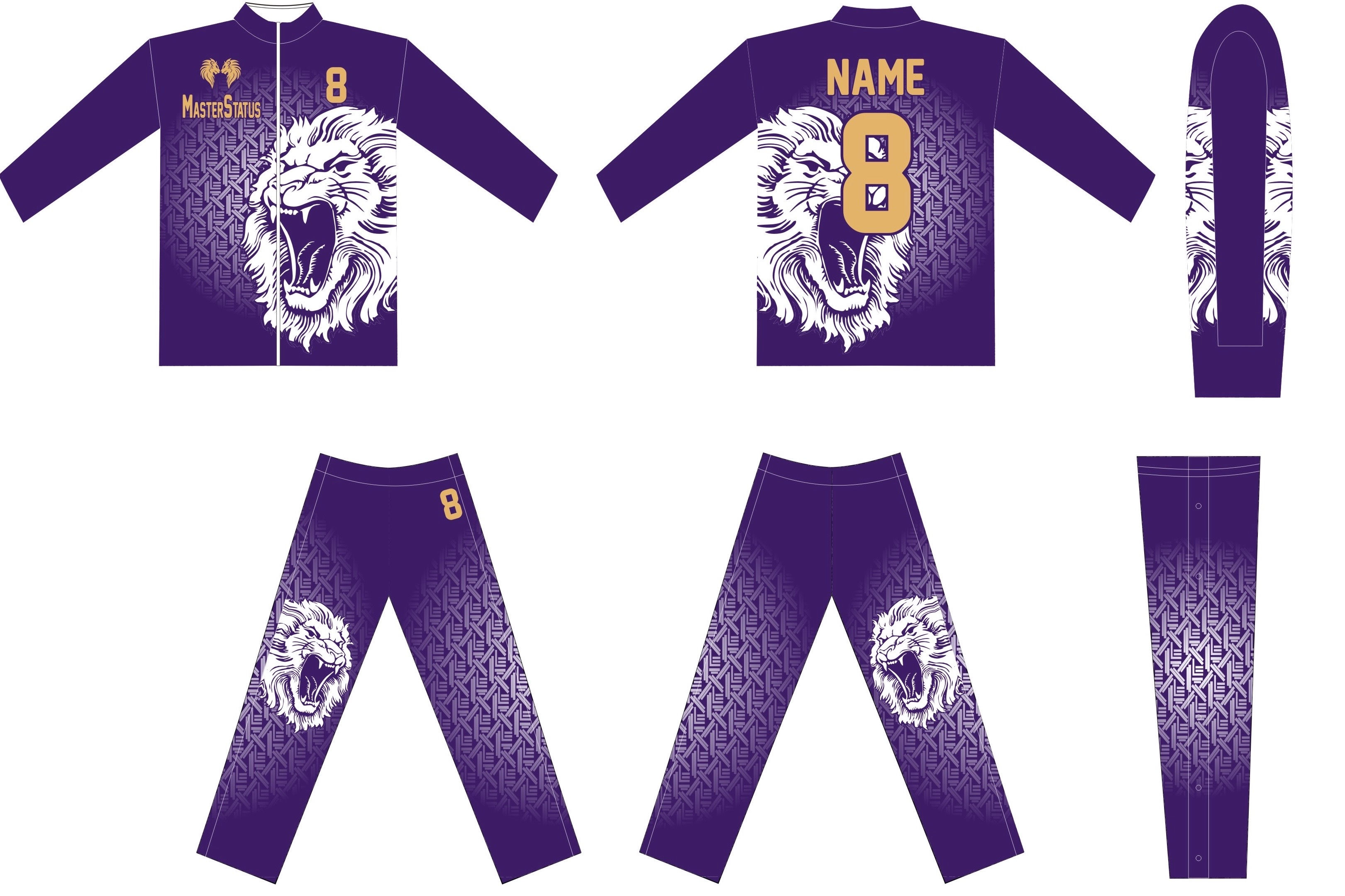 #32100-7J (5) Purple Long Sleeve Warm Up Jacket and Tear Away Pants