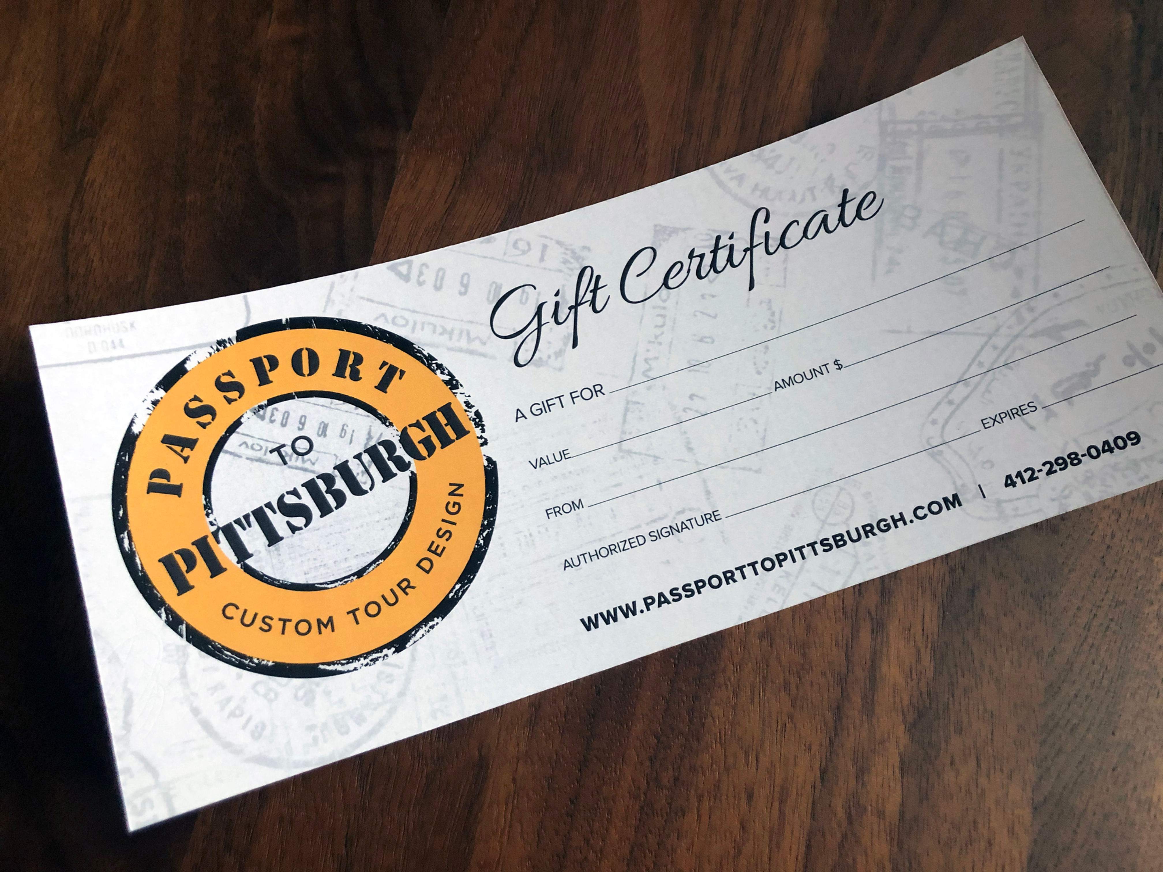 Passport to Pittsburgh Gift Certificate