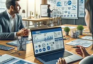 DALL·E 2024-06-12 11.17.25 - A highly realistic depiction of a PPC (Pay-Per-Click) consult
