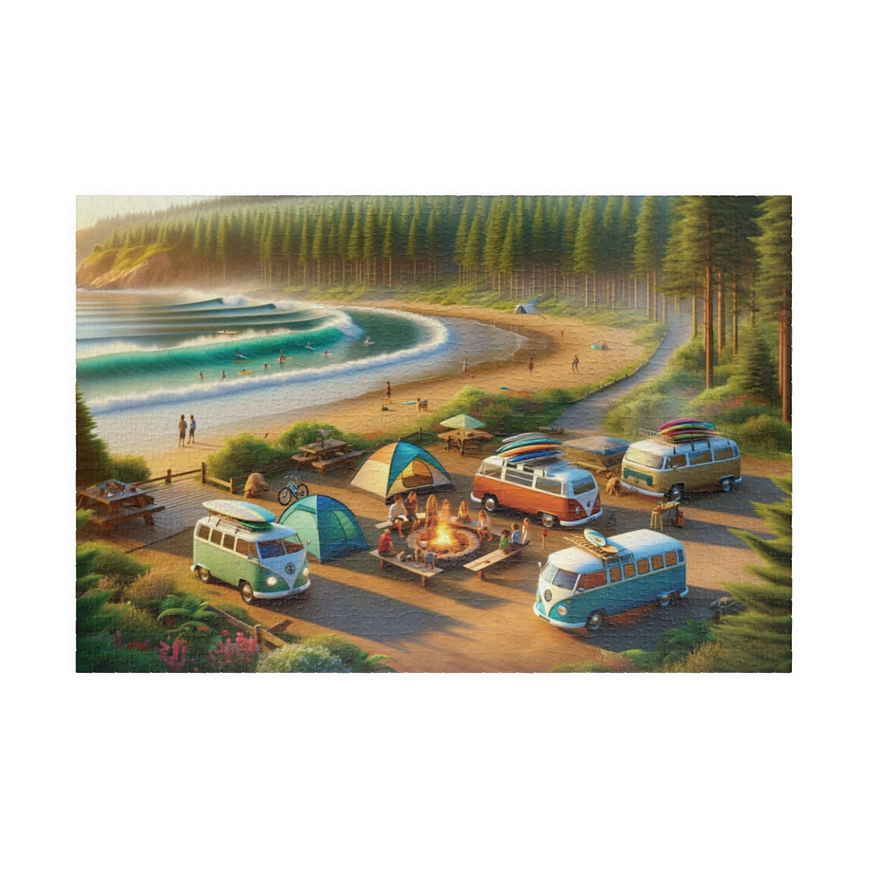 1000+Piece Jigsaw Puzzle Camping Series Surf Beach Coastal Campers