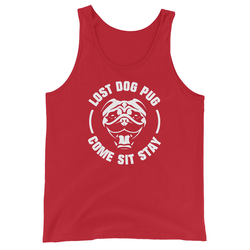 Thumbnail: funny tanktop tank top shirt womens mens lost dog pup pug come sit stay
