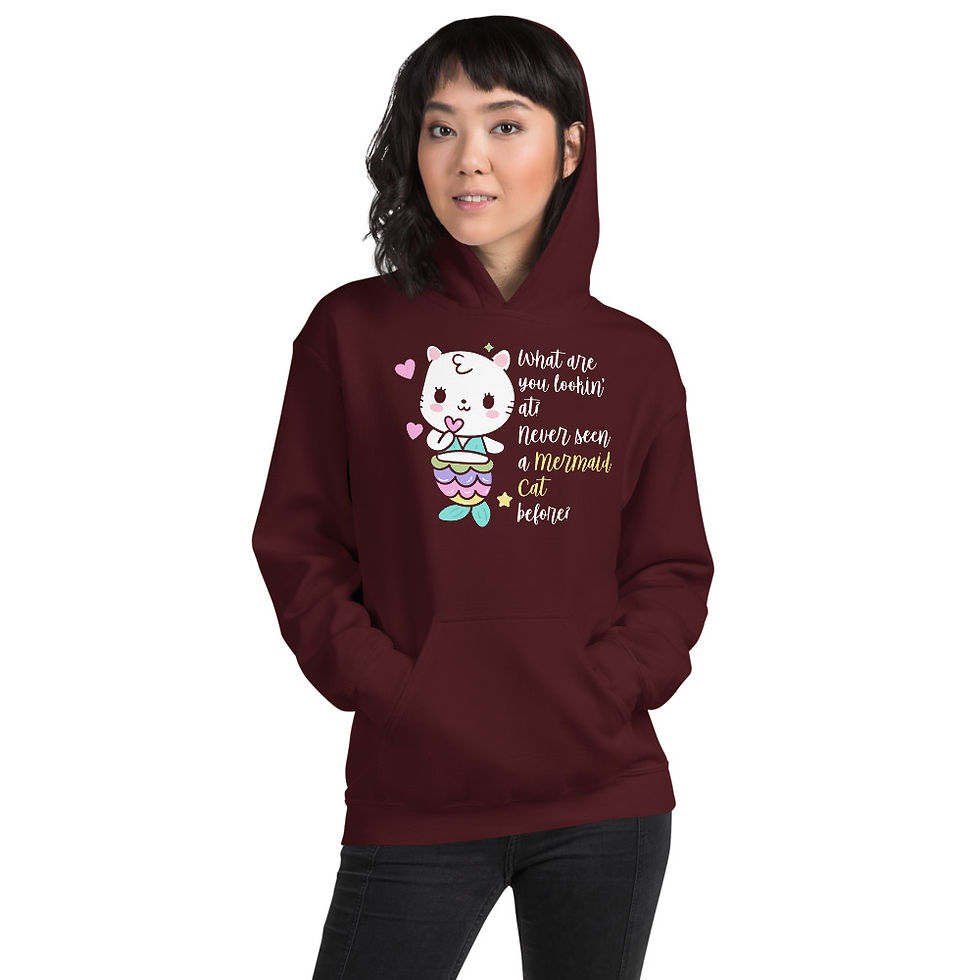 Thumbnail: Mermaid Cat Purrmaid hoodie sweatshirt sweat shirt pull over pullover Women Men