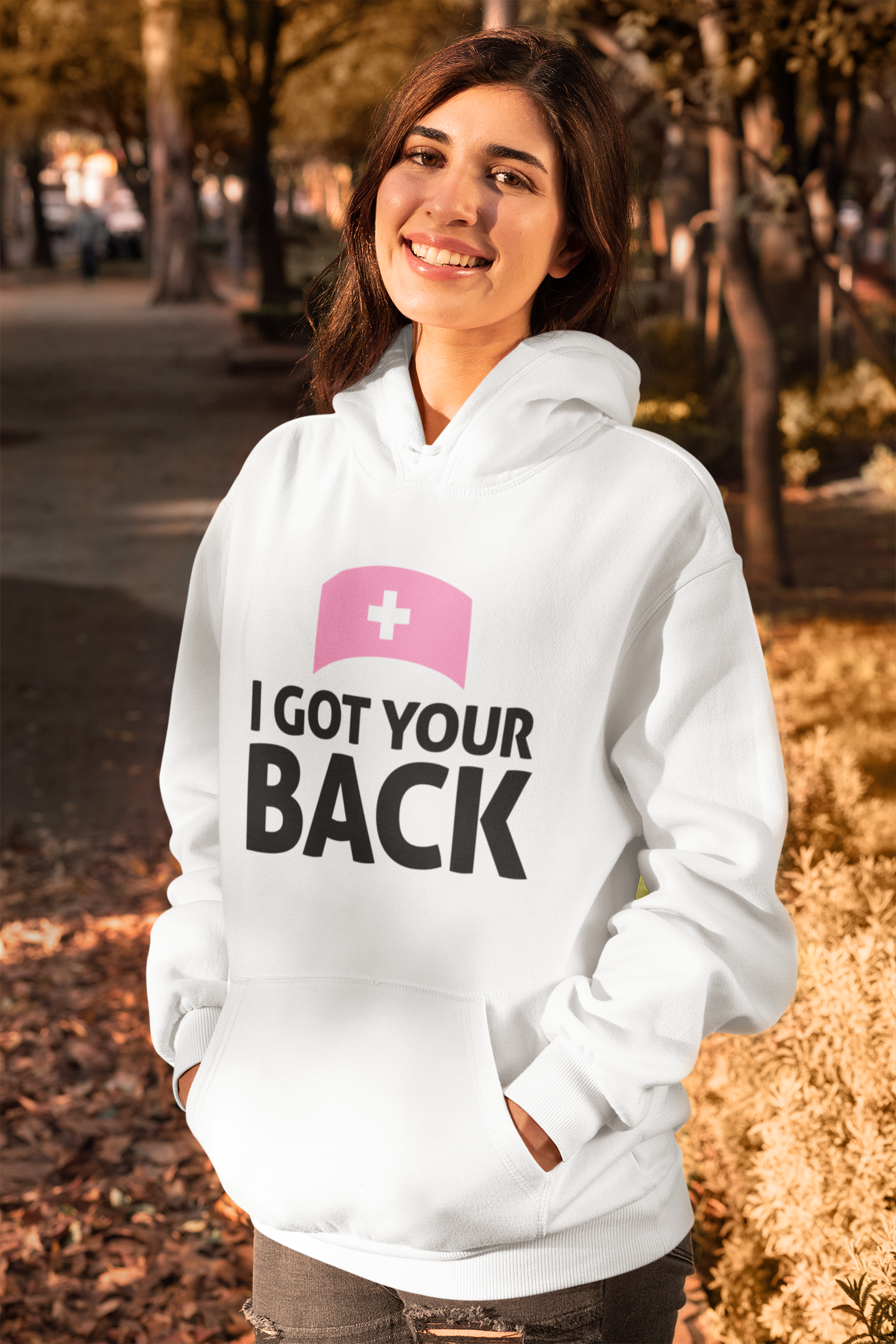 funny cute hoodie sweatshirt pullover womens i got your back medical field nurse doctor hospital medic EMT