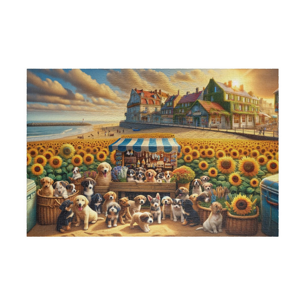 1000+Piece Jigsaw Puzzle Sunflower Series Puppies on the Beach