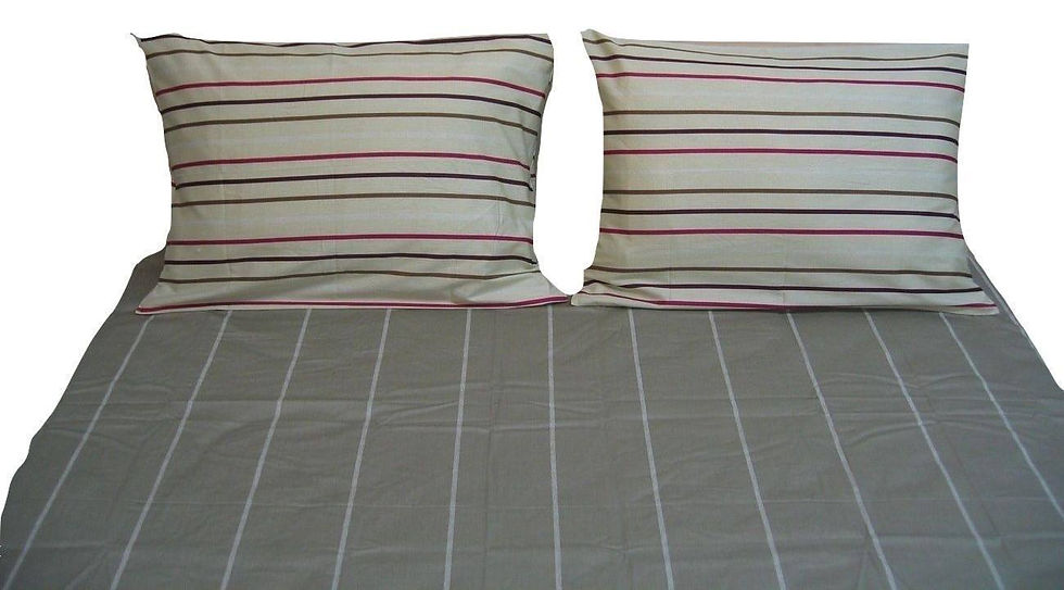 DaDa Bedding Multi Grey Striped Fitted & Flat Sheets W/ Pillow Cases Set