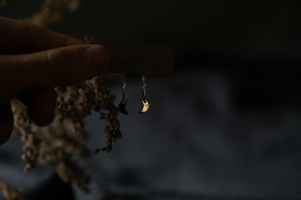Thumbnail: Brass Crescent Moon Hoops