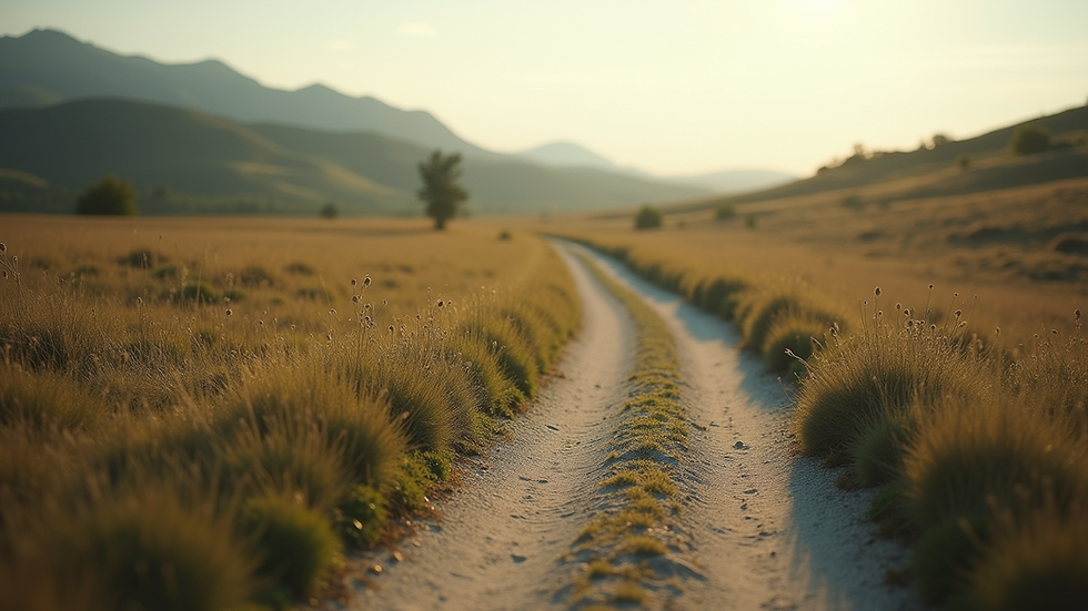 Close-up view of a serene landscape with a winding path