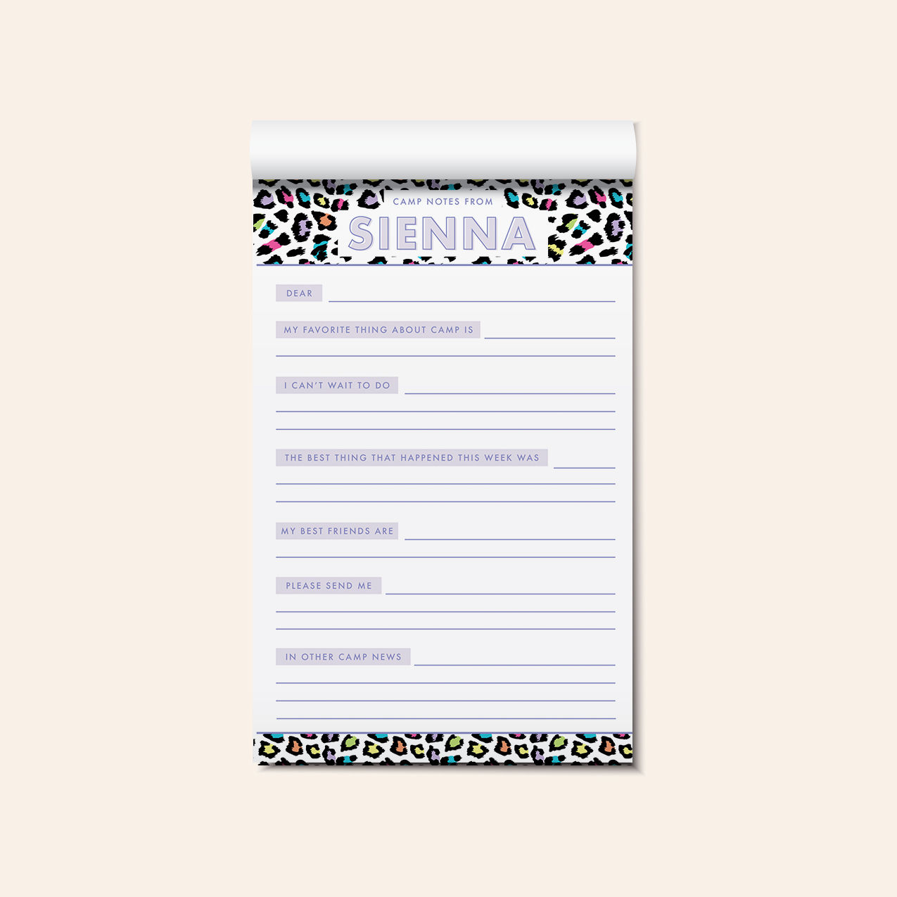 Camp Notepad • Pastel Cheetah