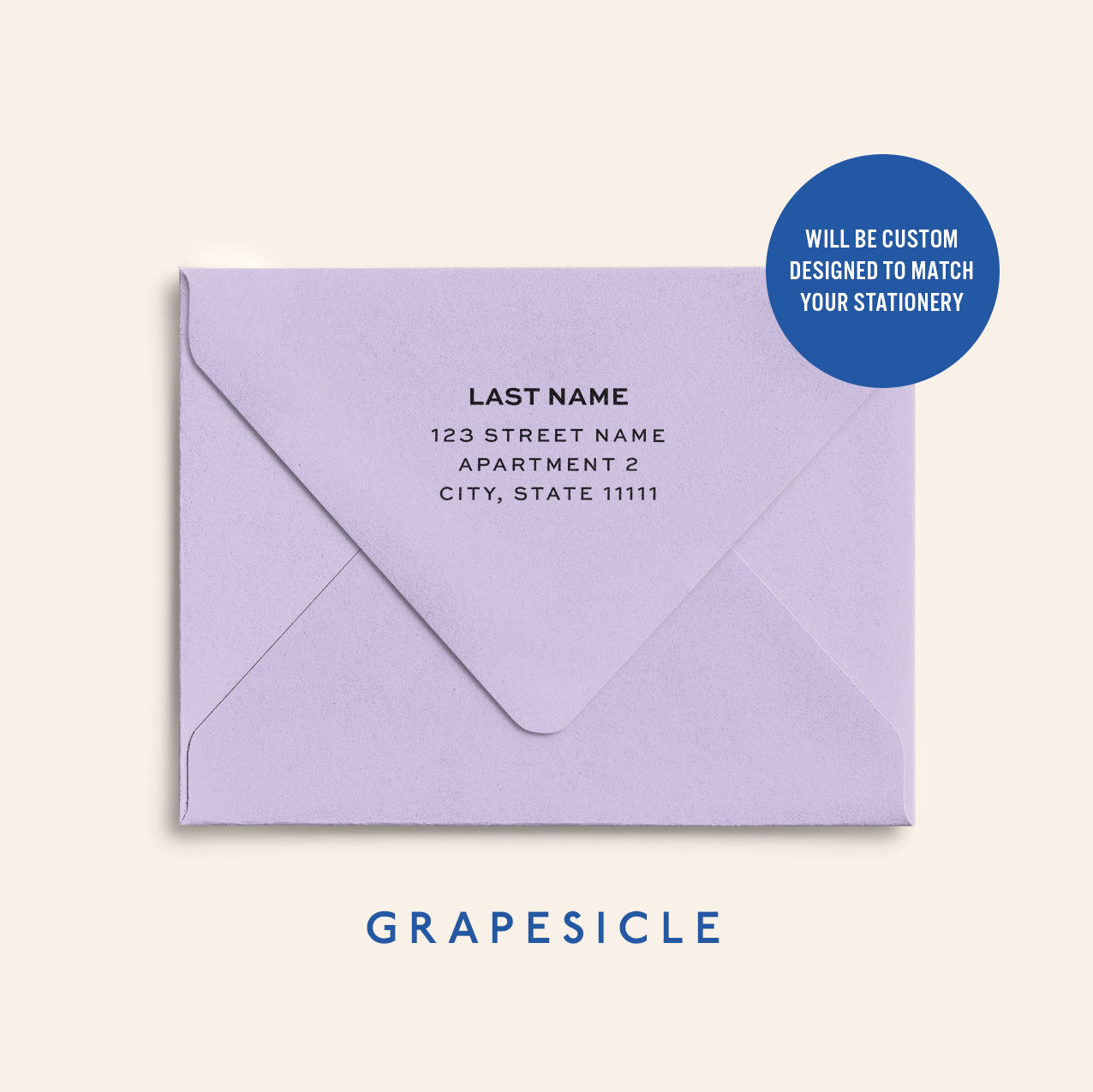 Return Address Printed Colored Envelope- Grapesicle