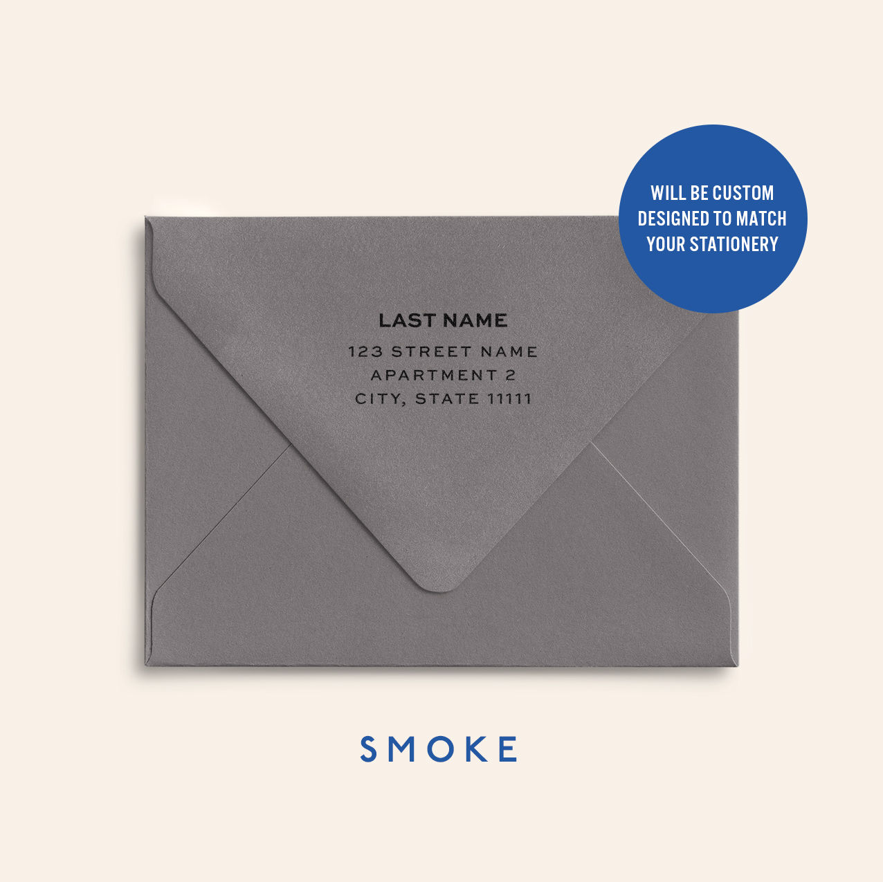 Return Address Printed Colored Envelope- Smoke