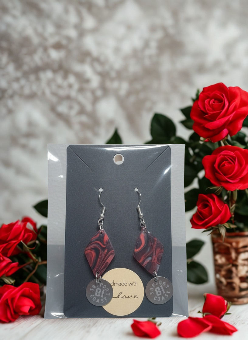 Thumbnail: Fimo earrings Red variation