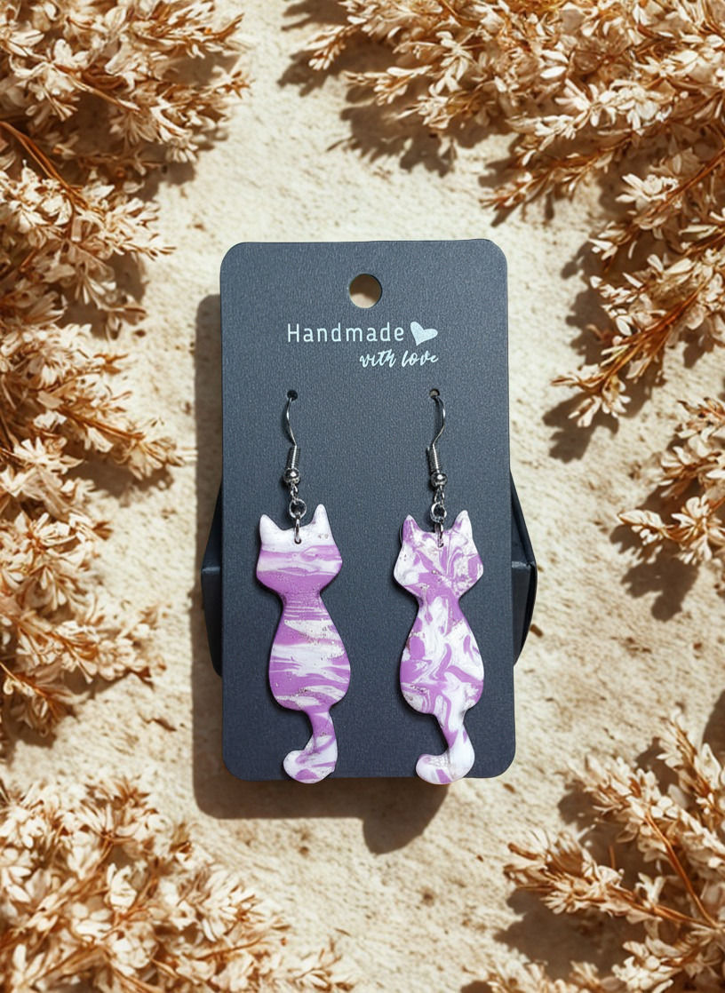 Thumbnail: Fimo earrings Purple variation