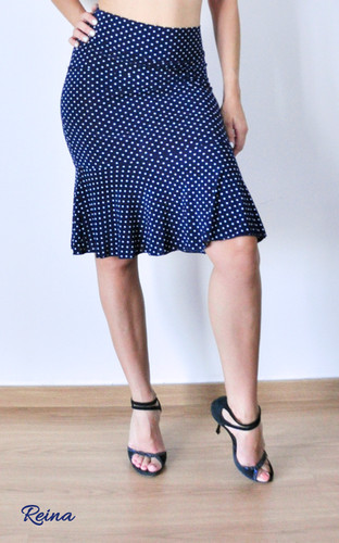 Blue And Brown Polka Dot Skirt