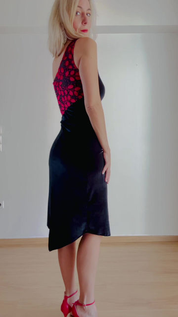 Thumbnail: Velvet dress black-red