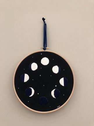 Phases of the moon - hand embroidery