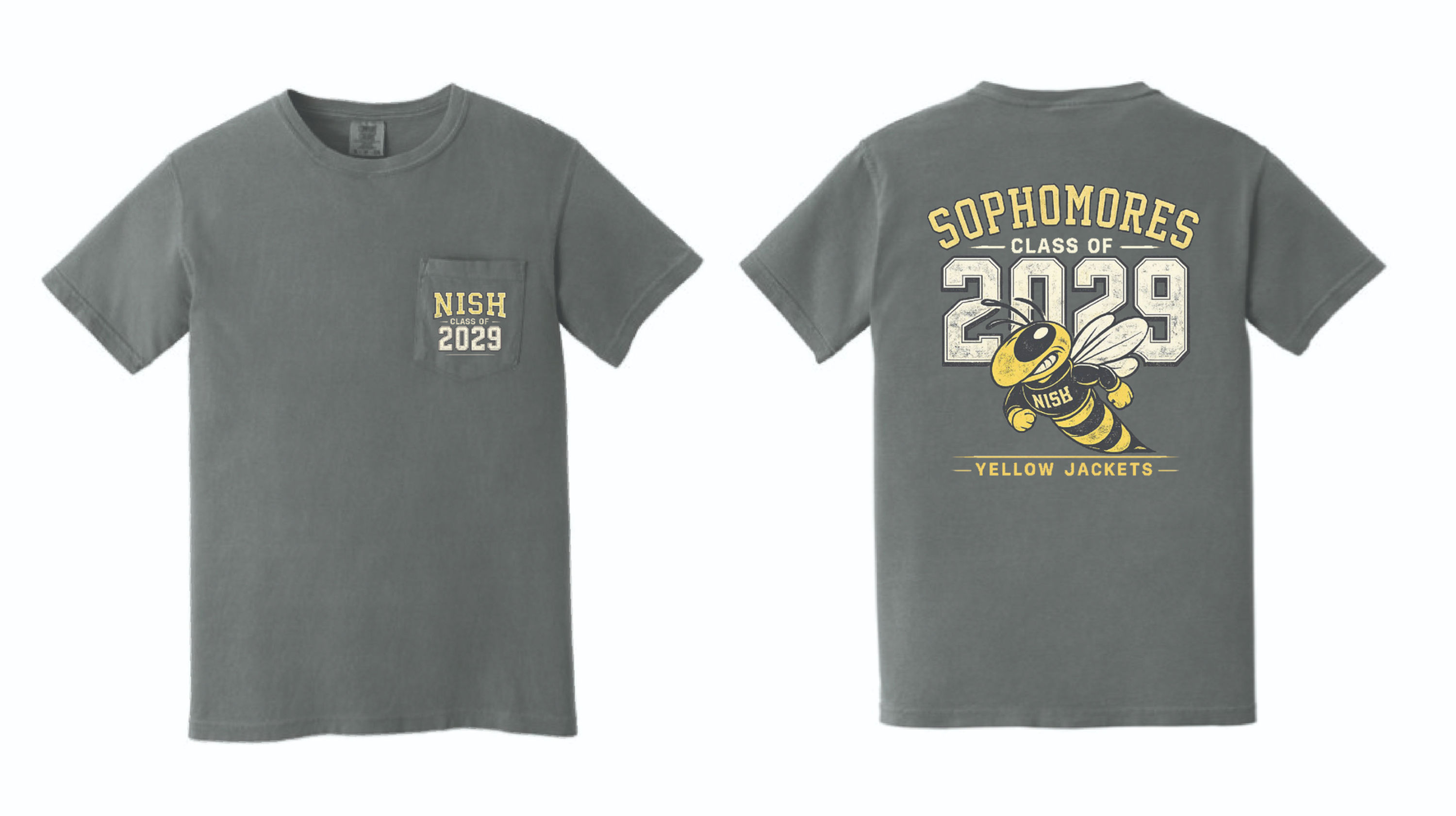 Sophomores Grey Comfort Colors Short Sleeve Shirt with Pocket
