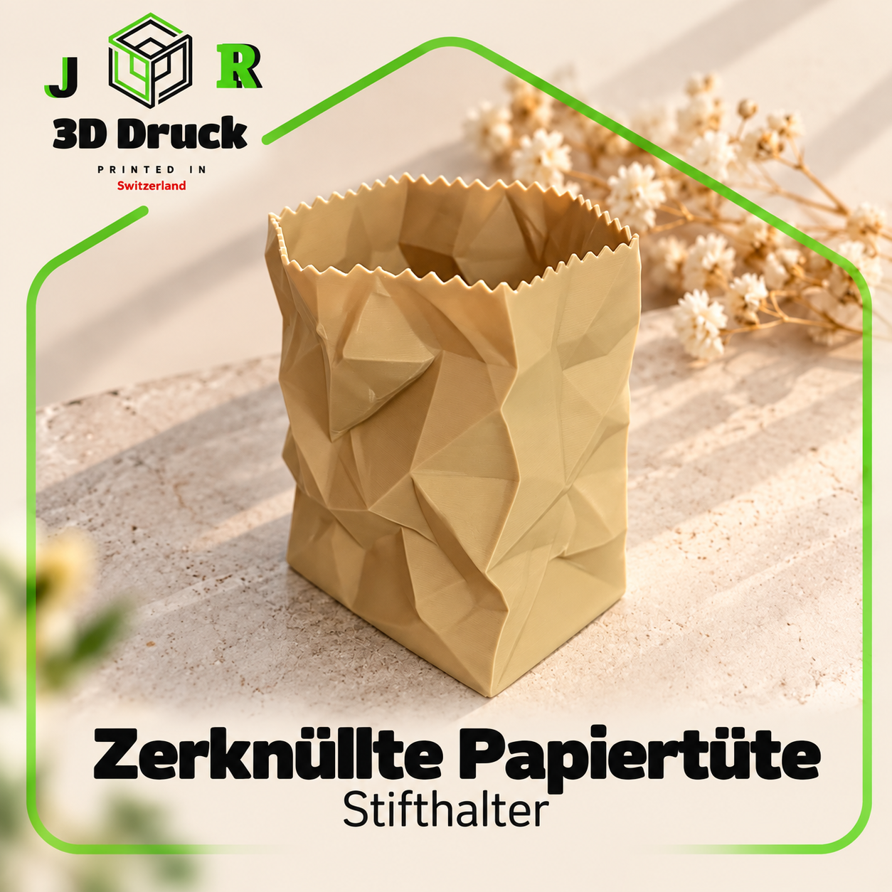 Zerknüllte Papiertüte Stiftehalter