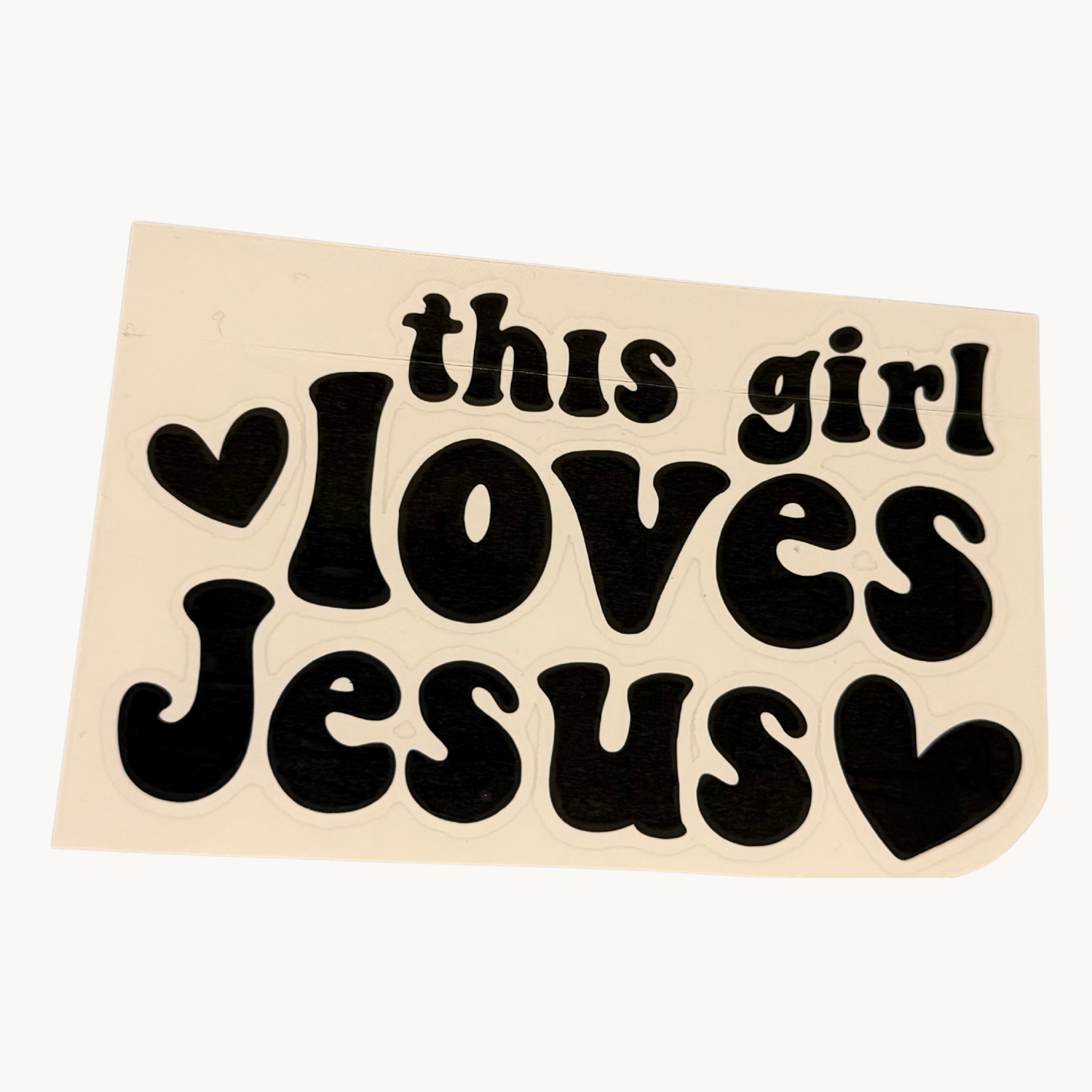 Stationery and paper goods — a die-cut 'This Girl Loves Jesus' design
