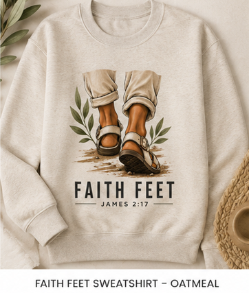 The Heritage collection — an oatmeal Faith Feet sweatshirt