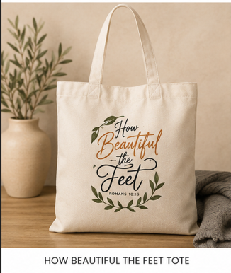 Bags and accessories — a natural canvas How Beautiful the Feet tote