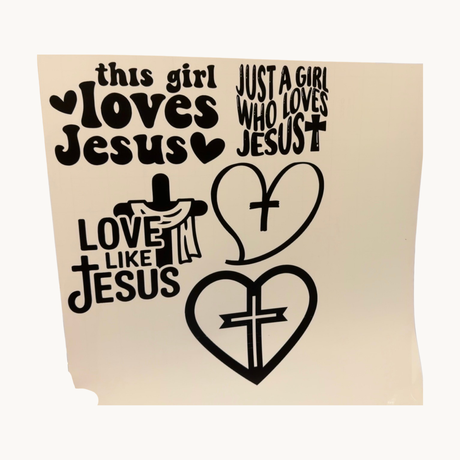 Stickers and decals — a sheet of die-cut vinyl designs