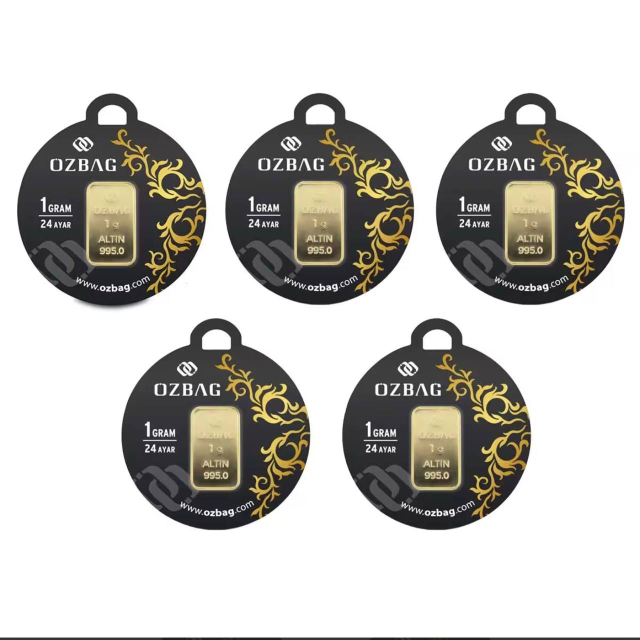 Berva Gold 24 Ayar 5 adet 1 gr 995 Özbağ Külçe Altın