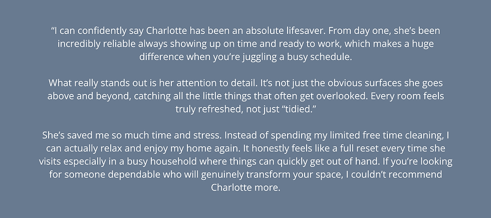 Luxury domestic cleaning and housekeeping Portsmouth Customer Review The C2 Home Reset