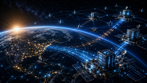 Interconnected orbital data centers