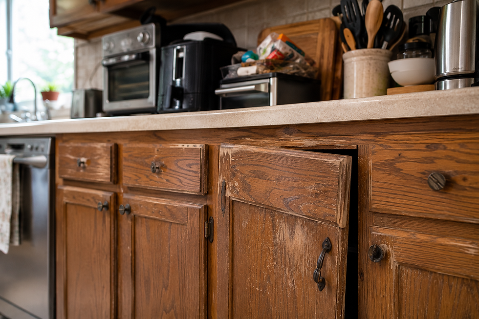 Outdated worn kitchen cabinets in Orlando FL home before remodeling