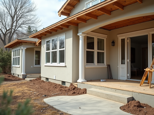 A Longwood home undergoing renovation with visible construction materials
