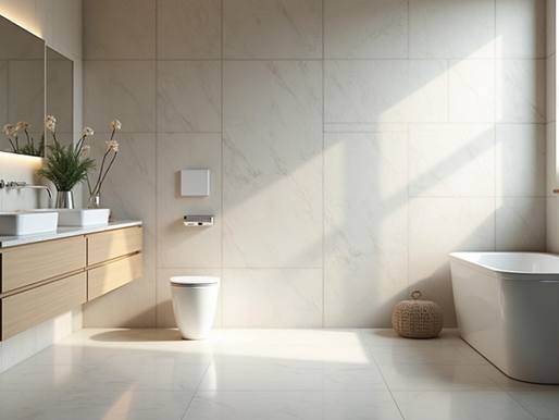 Modern bathroom with sleek fixtures and natural light