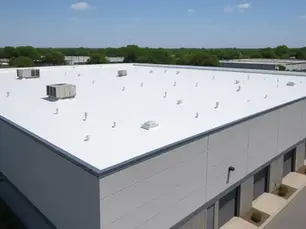 Roofing contractor heat-welding TPO membrane seams on commercial roof Orlando