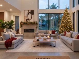 Freshly renovated living room ready for holiday guests