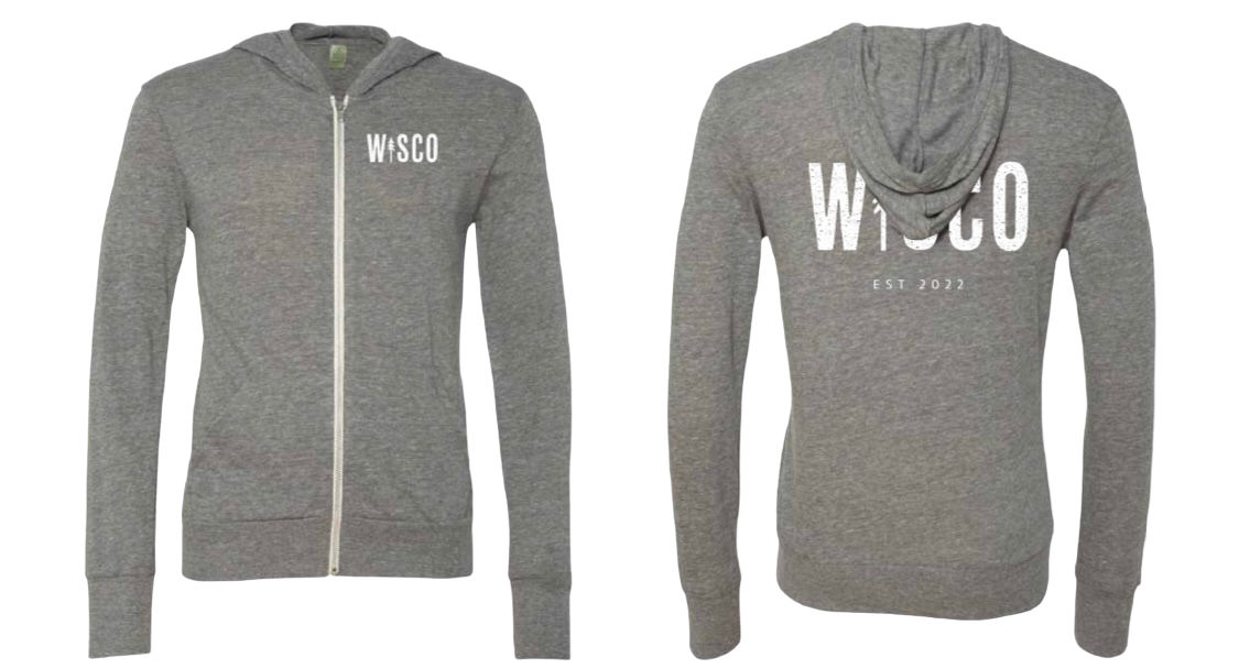 Wisco Unisex Eco Jersey Hoodie Gray + White logo