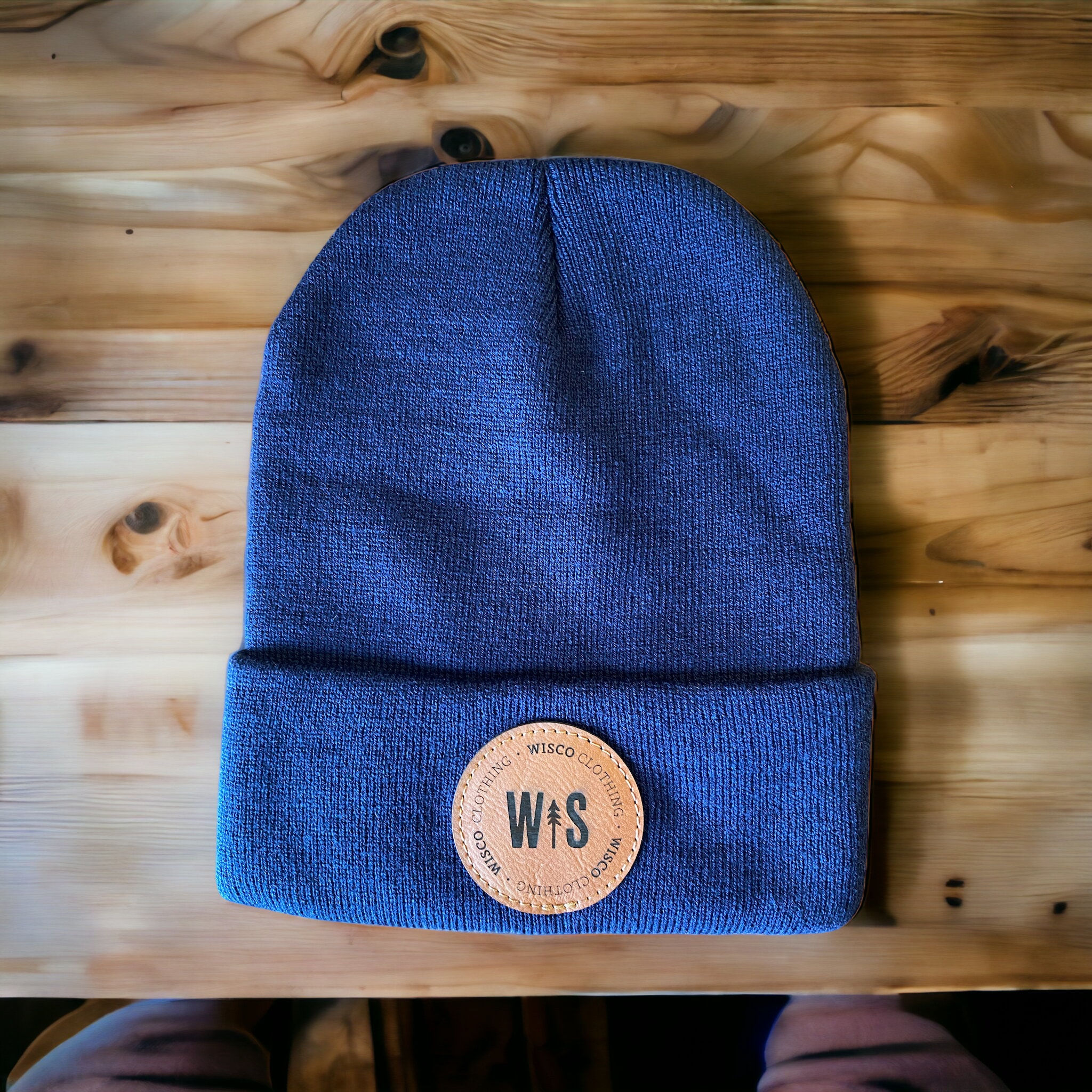 WISCO Navy Blue Beanie Circle Raw Hide