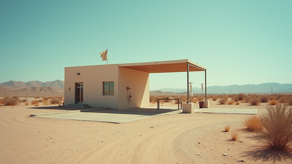 Eye-level view of a public water station in a desert community