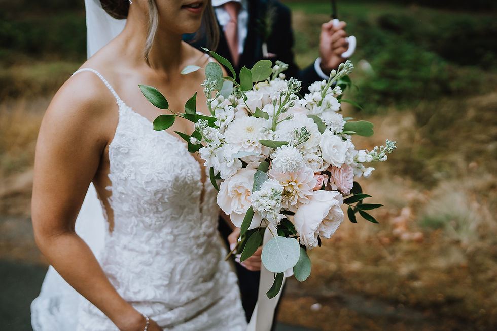 _Bridal Bouquet - Garden Roses Quicksand Roses Dahlias Spray Rose Eucalyptus Salal Italian